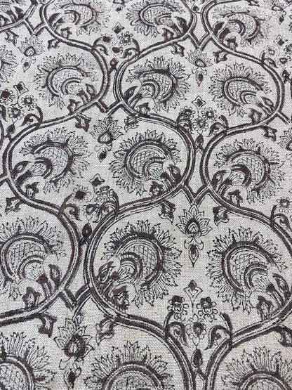 58" inches Indian Hand Block Print Fabric, Indian Linen Fabric, Block Print Fabric, Designer Floral Printing Fabric, Upholstery fabric,