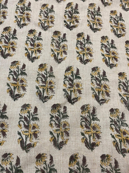 58" inches Indian Hand Block Print Fabric, Indian Linen Fabric, Block Print Fabric, Designer Floral Printing Fabric, Upholstery fabric,