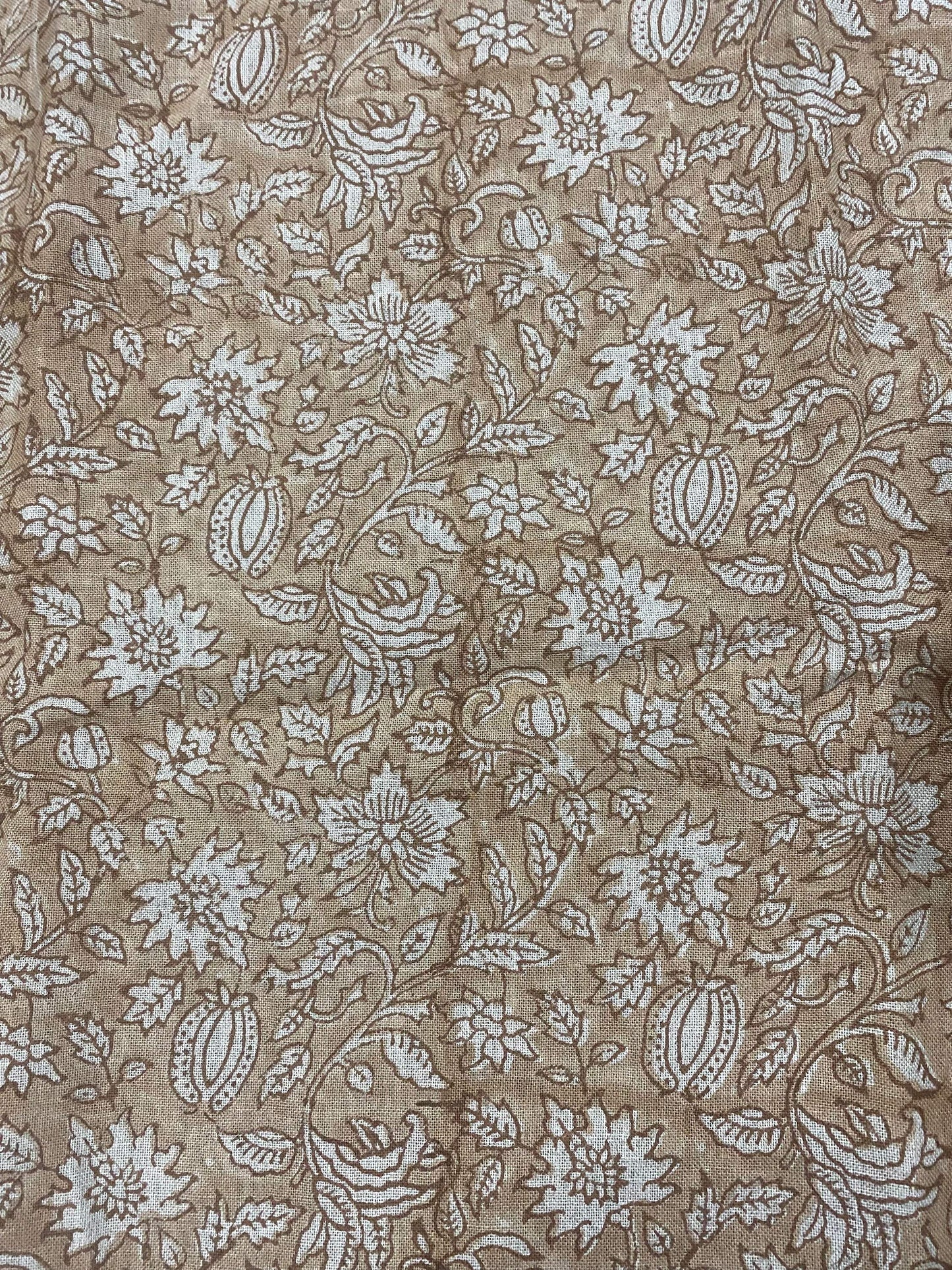 Block Print Handloom Linen Fabric Heavy Linen Fabric Browne Flower, Upholstery Fabric, Drapes Use , home decor linen fabric, - Maple Village Lane