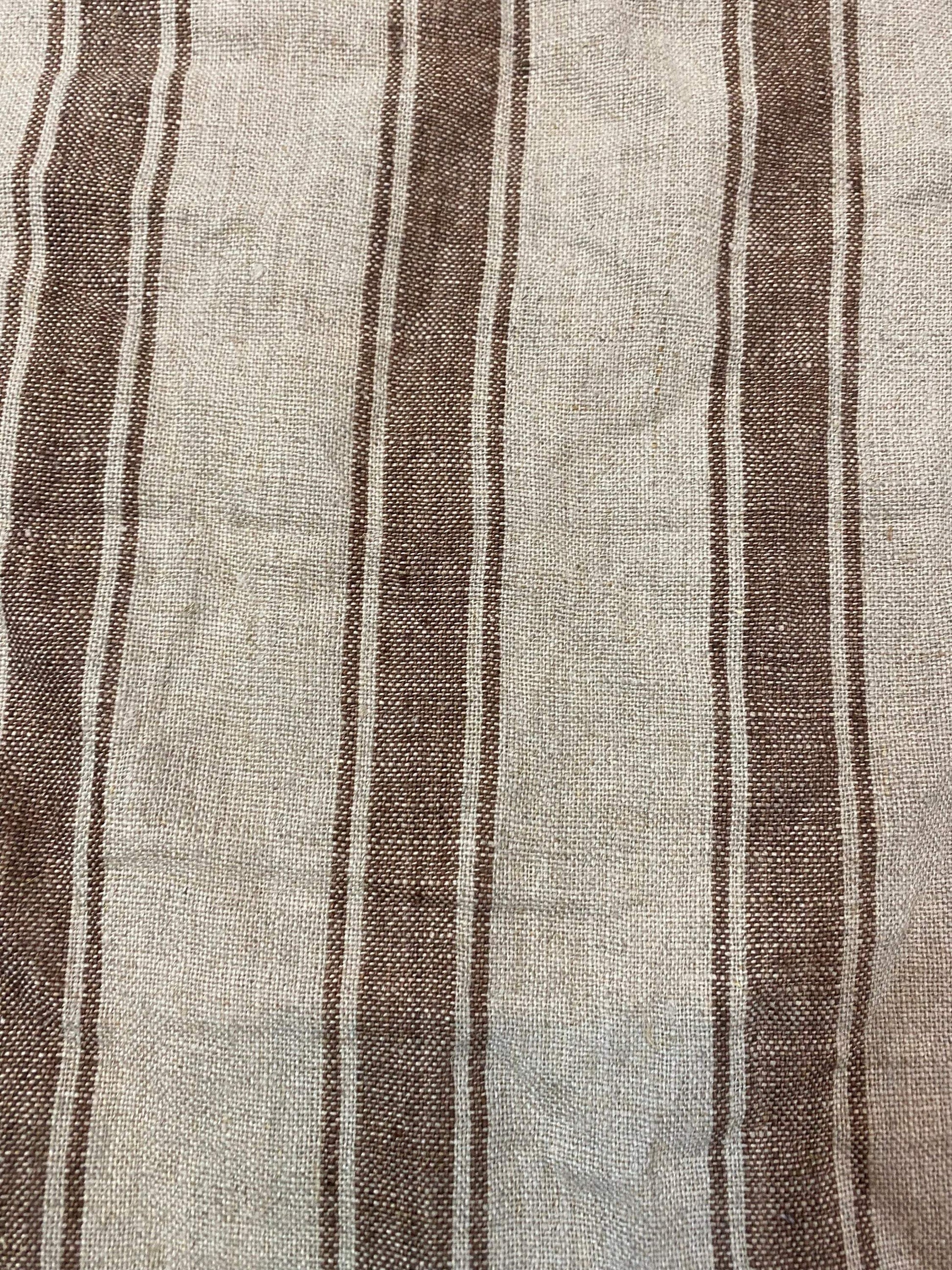 Browne and white Ticking Stripe Upholstery Fabric//Stripe Upholstery Fabric// Browne and white Fabric by the Yard, Pillow cover, drapes use - Maple Village Lane