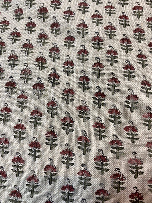 Linen fabric, Fabric by yard, Hand printed fabric, Block Print Fabric, Indian Fabric