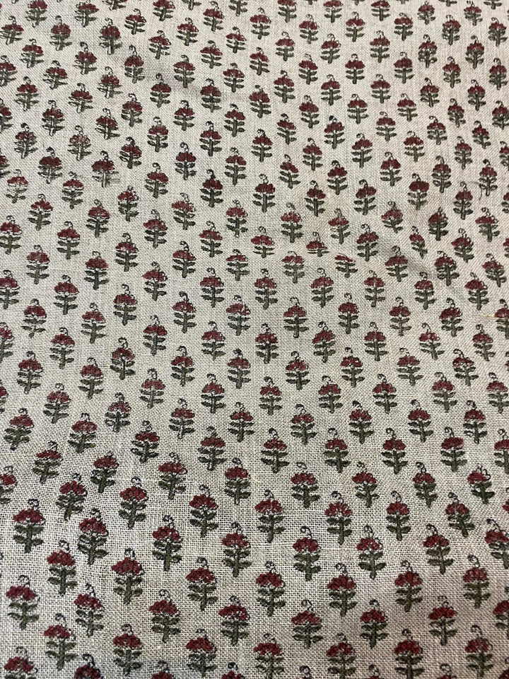 Vibby Hand Block Print Linen Upholstery Fabric - Maple Village Lane