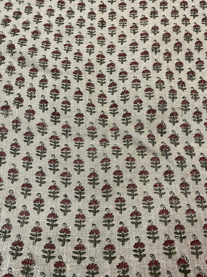 Vibby Hand Block Print Linen Upholstery Fabric - Maple Village Lane