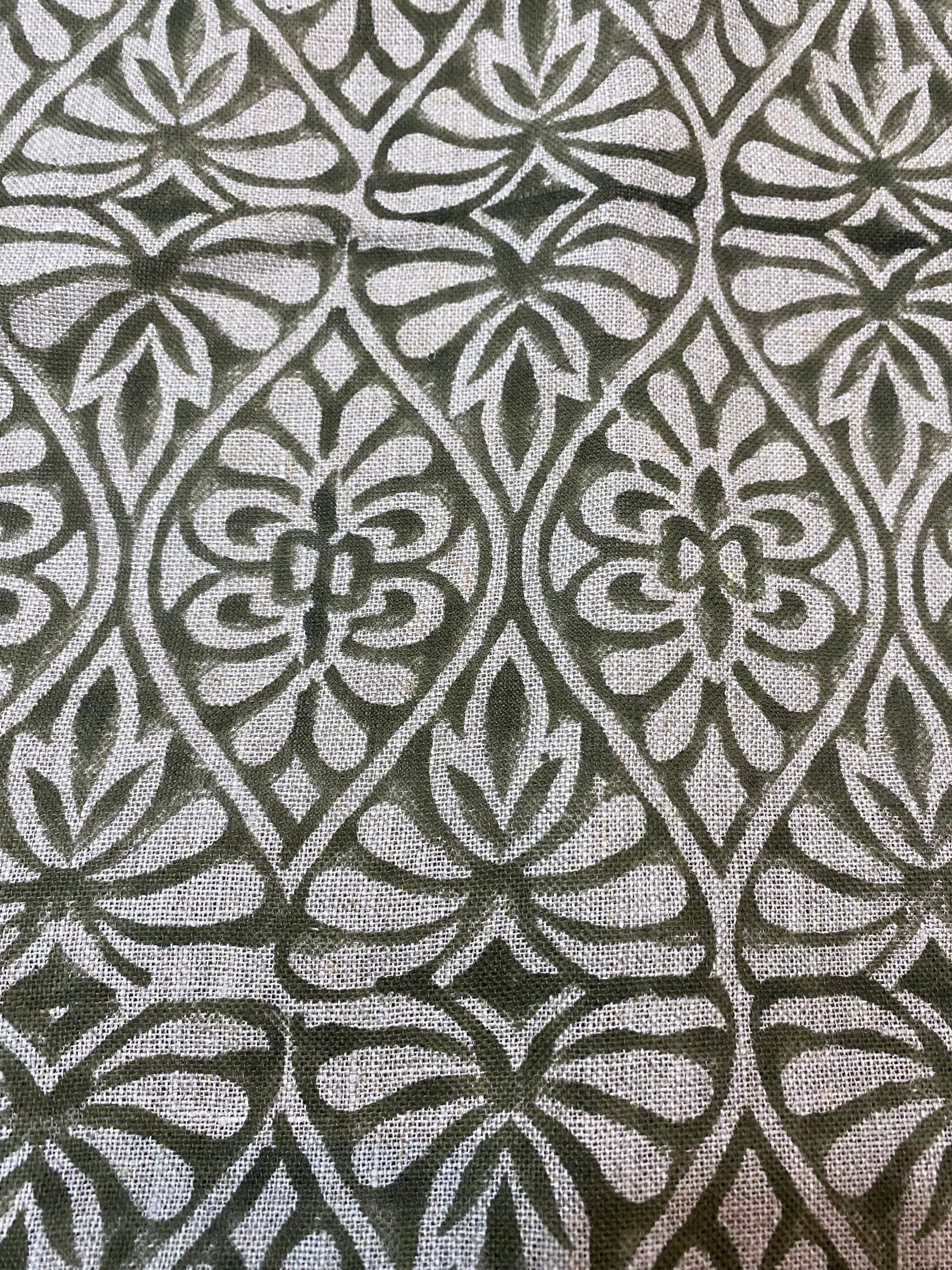 Linen fabric, Fabric by yard, Hand printed fabric, Block Print Fabric, Indian Fabric