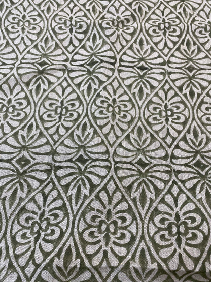 58" inches Indian Hand Block Print Fabric, Indian Linen Fabric, Block Print Fabric, Designer Floral Printing Fabric, Upholstery fabric,