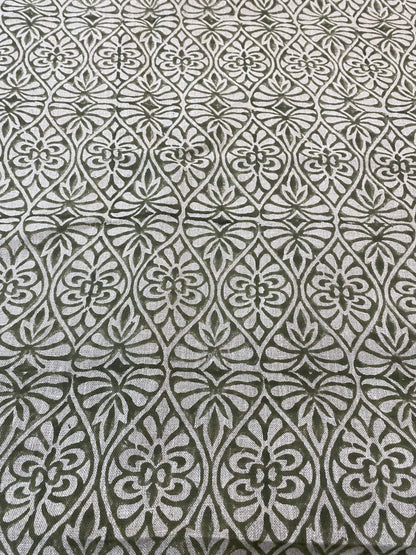 58" inches Indian Hand Block Print Fabric, Indian Linen Fabric, Block Print Fabric, Designer Floral Printing Fabric, Upholstery fabric,