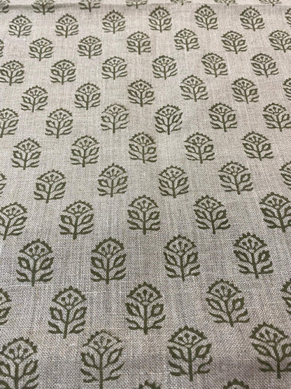 58" inches Indian Hand Block Print Fabric, Indian Linen Fabric, Block Print Fabric, Designer Floral Printing Fabric, Upholstery fabric, - Maple Village Lane