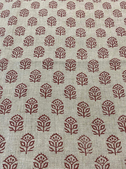 58" inches Indian Hand Block Print Fabric, Indian Linen Fabric, Block Print Fabric, Designer Floral Printing Fabric, Upholstery fabric,