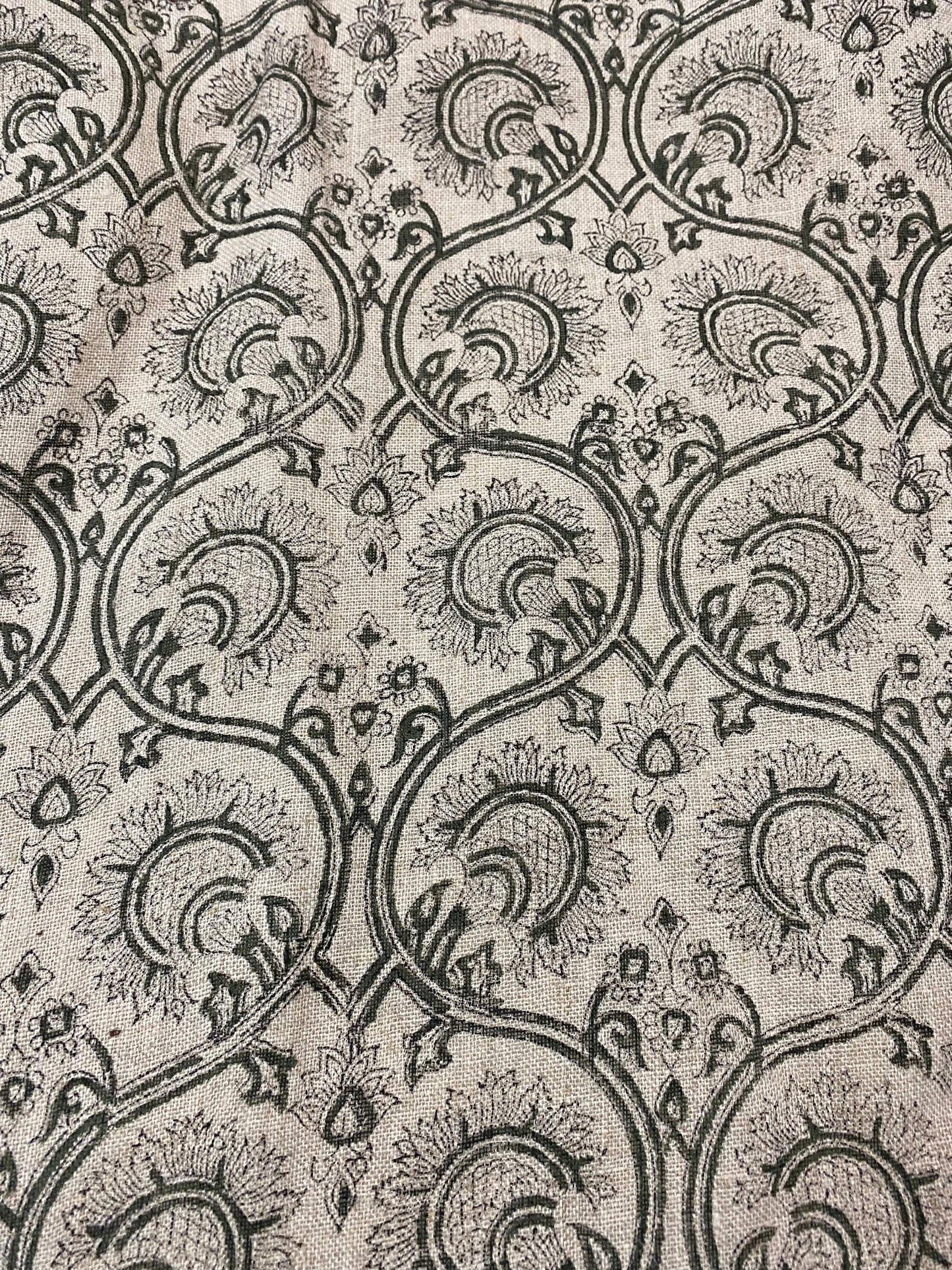 58" inches Indian Hand Block Print Fabric, Indian Linen Fabric, Block Print Fabric, Designer Floral Printing Fabric, Upholstery fabric,