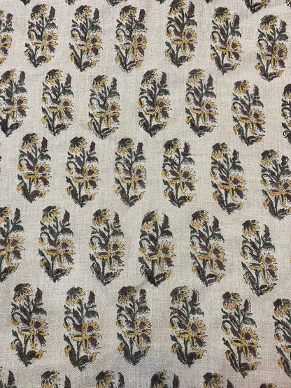 58" inches Indian Hand Block Print Fabric, Indian Linen Fabric, Block Print Fabric, Designer Floral Printing Fabric, Upholstery fabric,