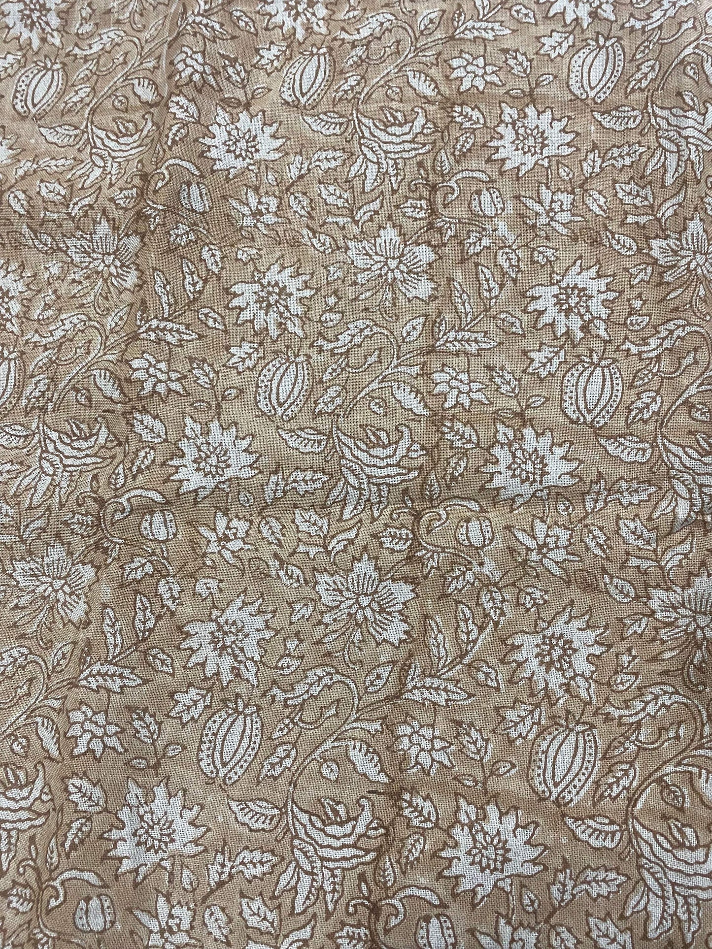 Block Print Handloom Linen Fabric Heavy Linen Fabric Browne Flower, Upholstery Fabric, Drapes Use , home decor linen fabric, - Maple Village Lane