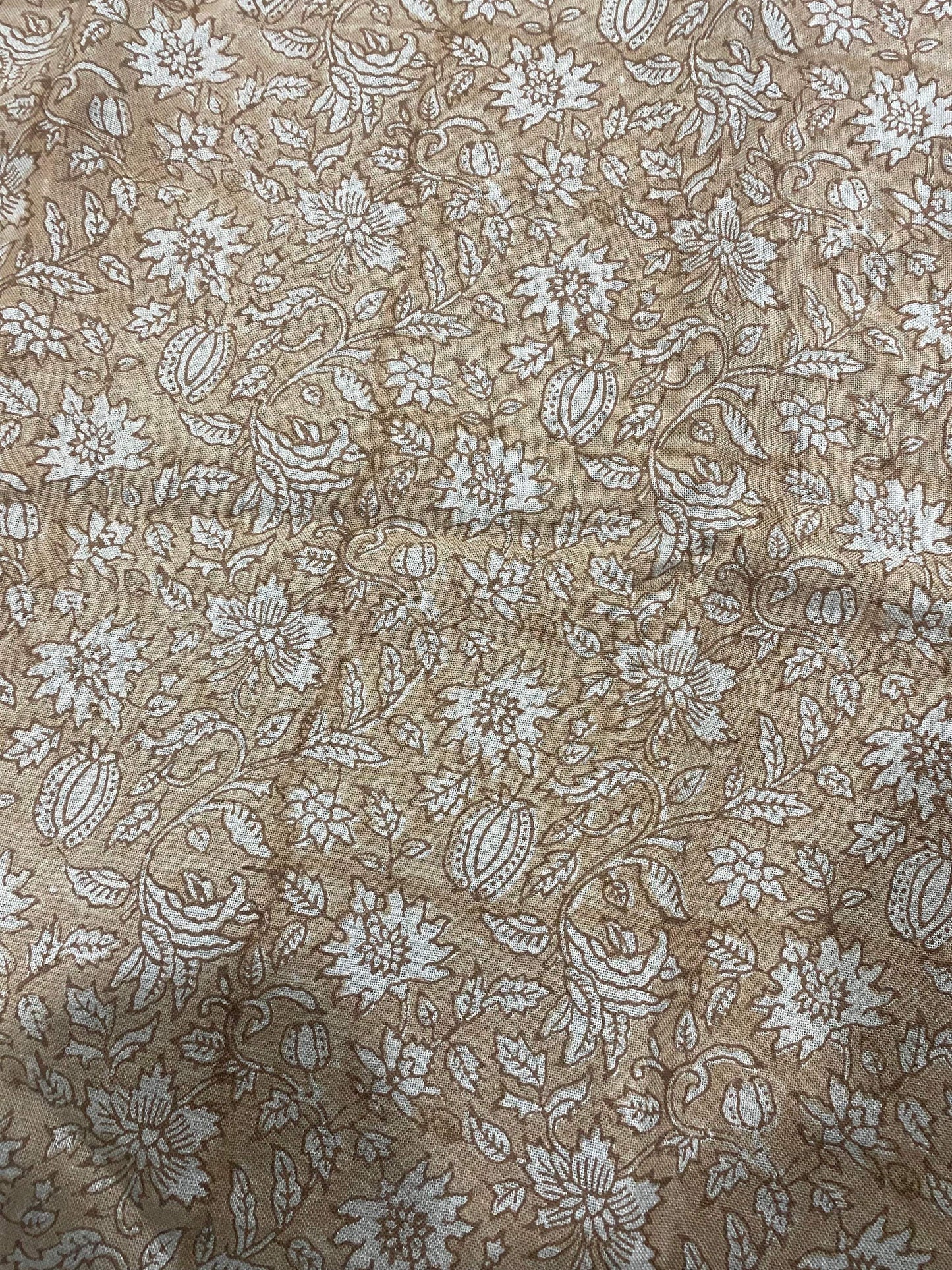 Block Print Handloom Linen Fabric Heavy Linen Fabric Browne Flower, Upholstery Fabric, Drapes Use , home decor linen fabric, - Maple Village Lane