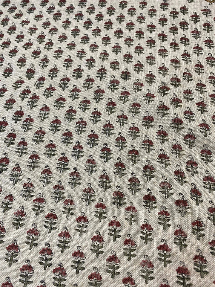 Vibby Hand Block Print Linen Upholstery Fabric - Maple Village Lane
