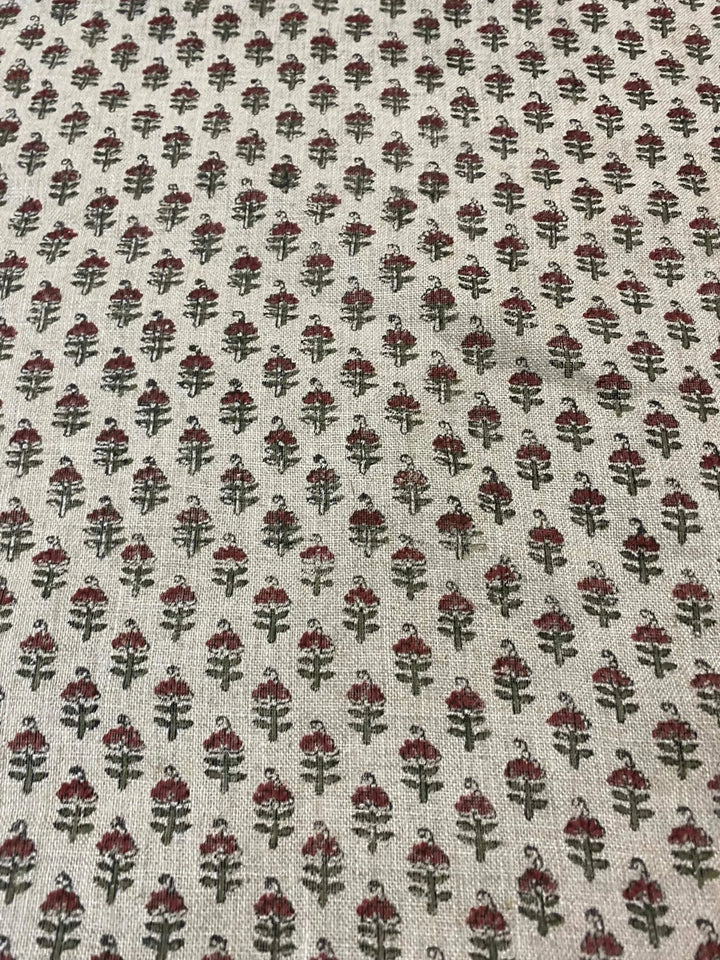 Vibby Hand Block Print Linen Upholstery Fabric - Maple Village Lane