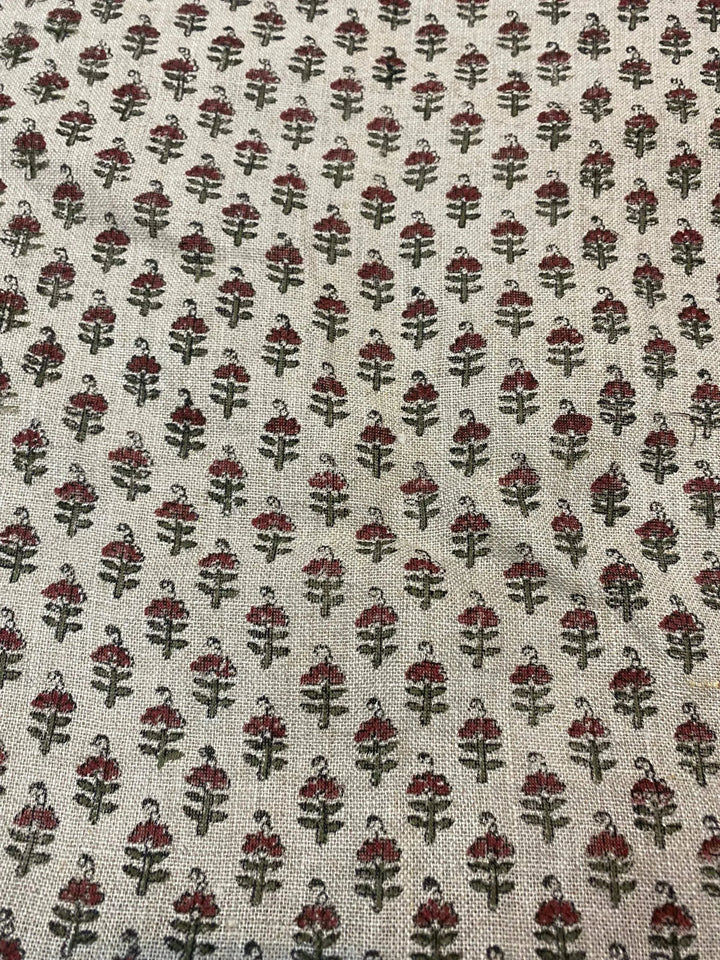 Vibby Hand Block Print Linen Upholstery Fabric - Maple Village Lane
