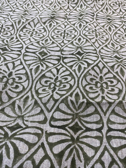 58" inches Indian Hand Block Print Fabric, Indian Linen Fabric, Block Print Fabric, Designer Floral Printing Fabric, Upholstery fabric,