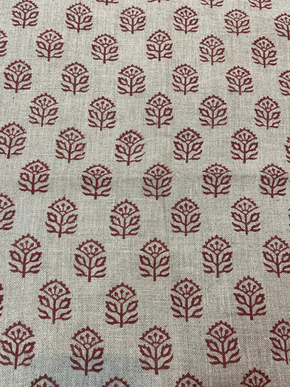 58" inches Indian Hand Block Print Fabric, Indian Linen Fabric, Block Print Fabric, Designer Floral Printing Fabric, Upholstery fabric,