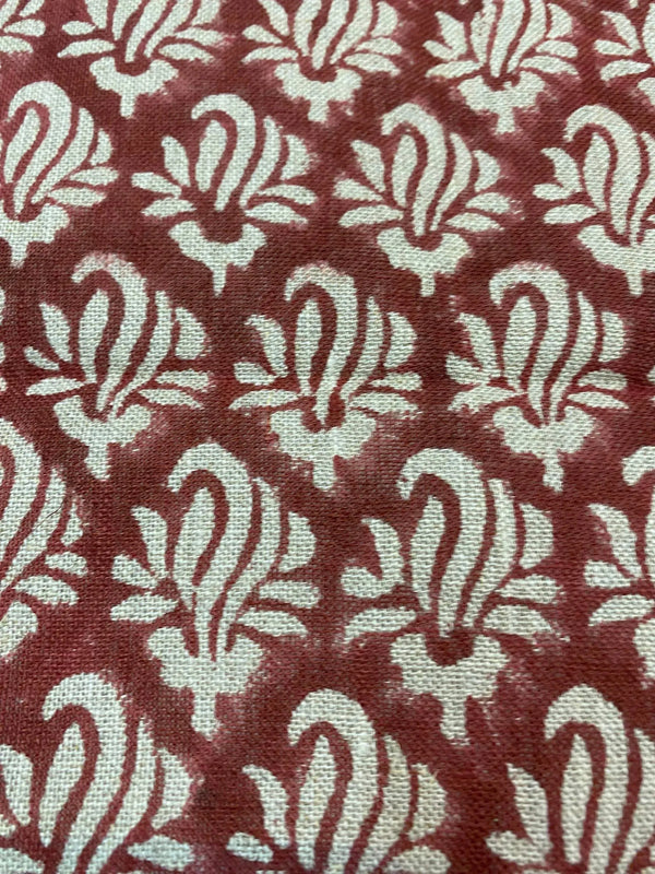 Roseline Hand Block Print Designer Floral  Linen Fabric