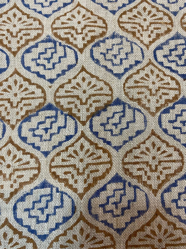Thalina Blue & Mustard Floral Block Print Fabric