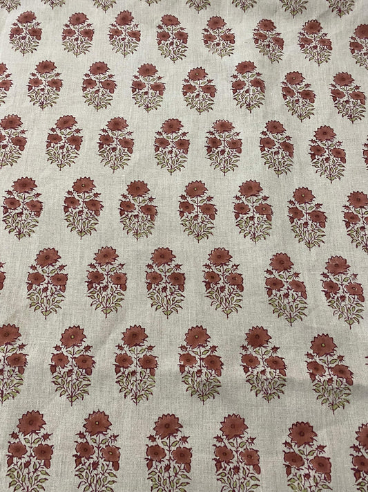 Linen fabric, Fabric by yard, Hand printed fabric, Block Print Fabric, Indian Fabric