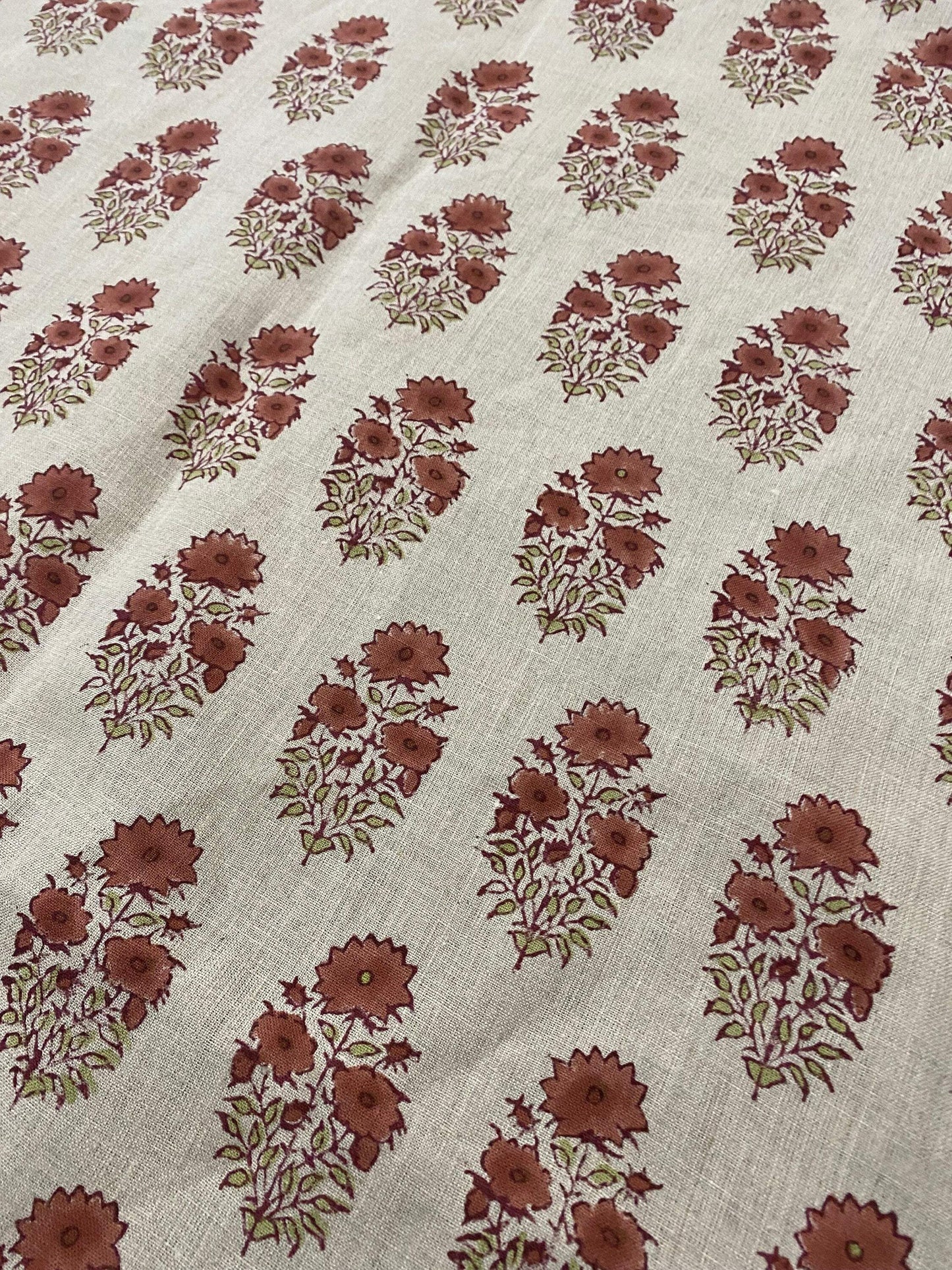 58" inches Indian Hand Block Print Fabric, Indian Linen Fabric, Block Print Fabric, Designer Floral Printing Fabric, Upholstery fabric, - Maple Village Lane