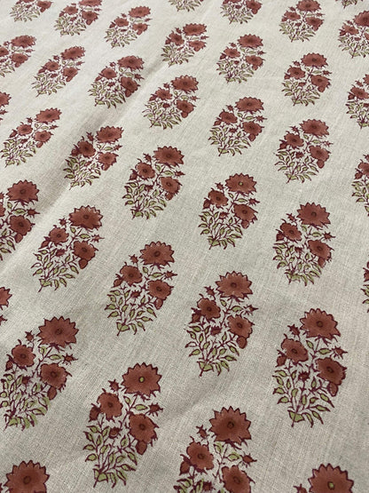 58" inches Indian Hand Block Print Fabric, Indian Linen Fabric, Block Print Fabric, Designer Floral Printing Fabric, Upholstery fabric,