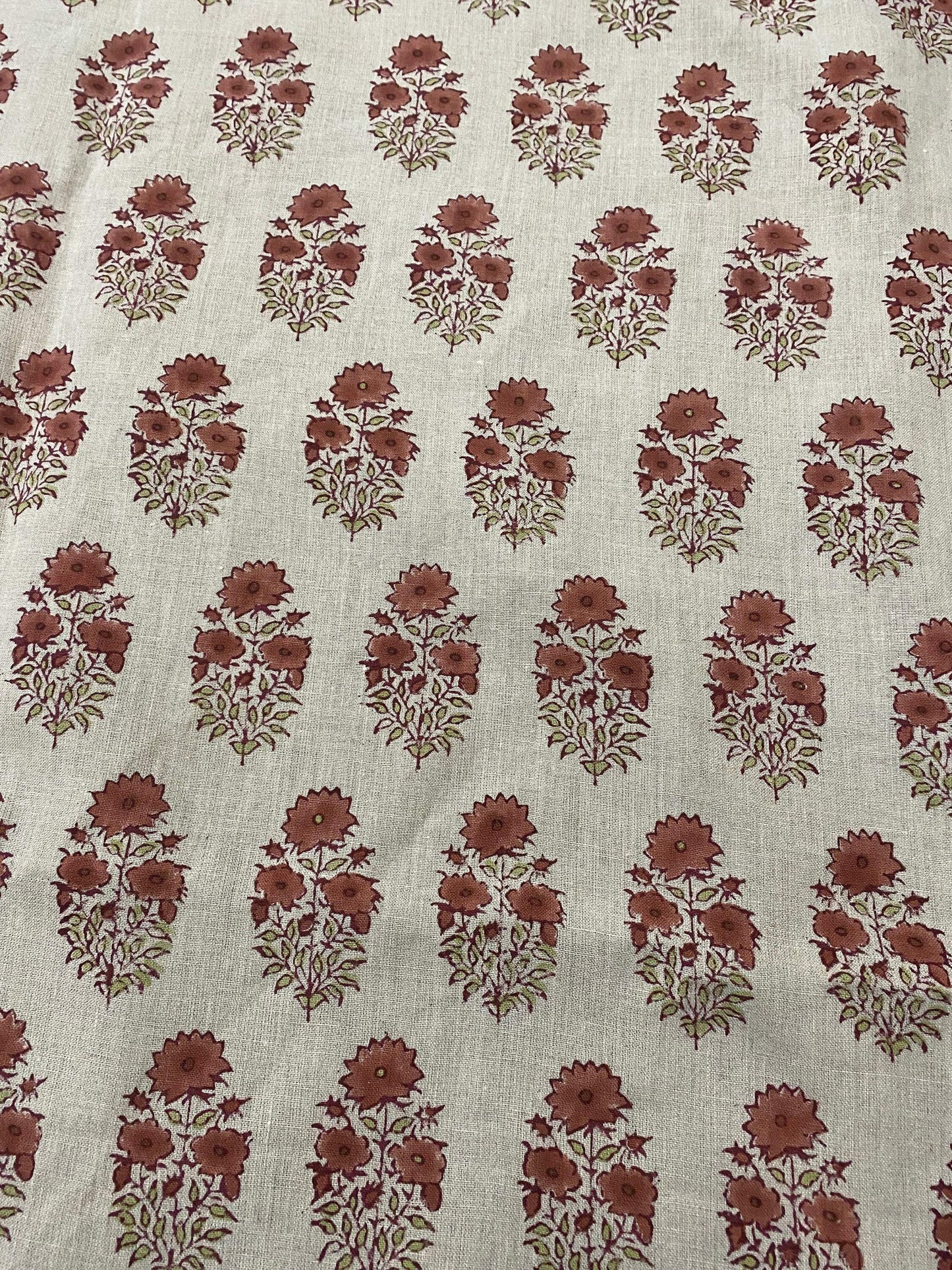 58" inches Indian Hand Block Print Fabric, Indian Linen Fabric, Block Print Fabric, Designer Floral Printing Fabric, Upholstery fabric, - Maple Village Lane