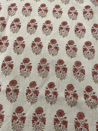 58" inches Indian Hand Block Print Fabric, Indian Linen Fabric, Block Print Fabric, Designer Floral Printing Fabric, Upholstery fabric,