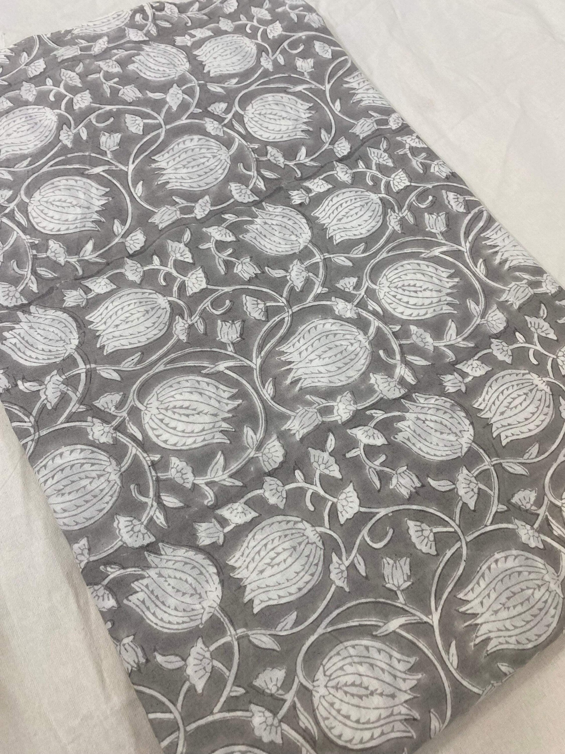 Indian Cotton Block Print Fabric by the Yard -Sewing and Quilting Fabric - Maple Village Lane