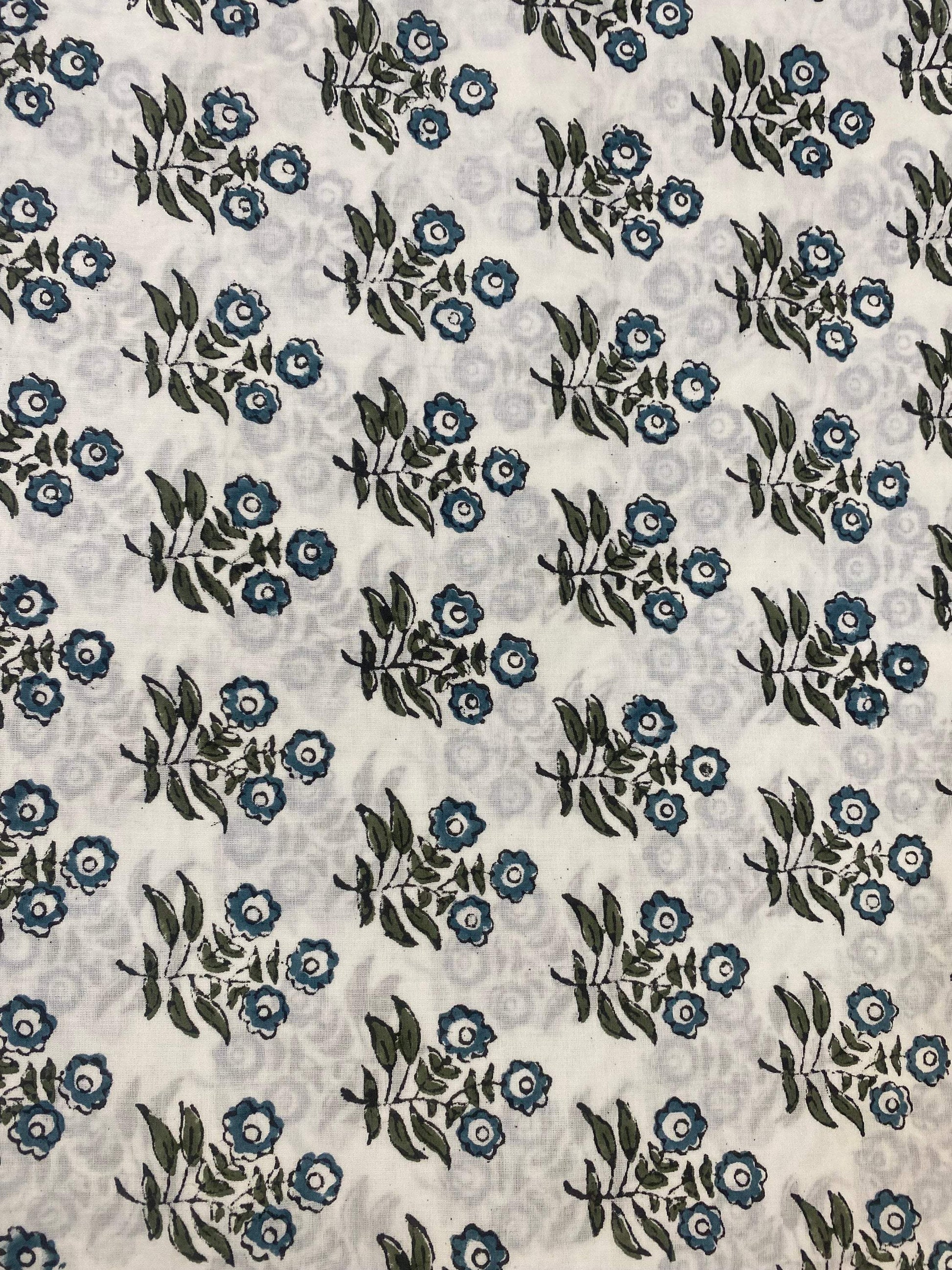 Indian Cotton Block Print Fabric by the Yard -Sewing and Quilting Fabric - Maple Village Lane