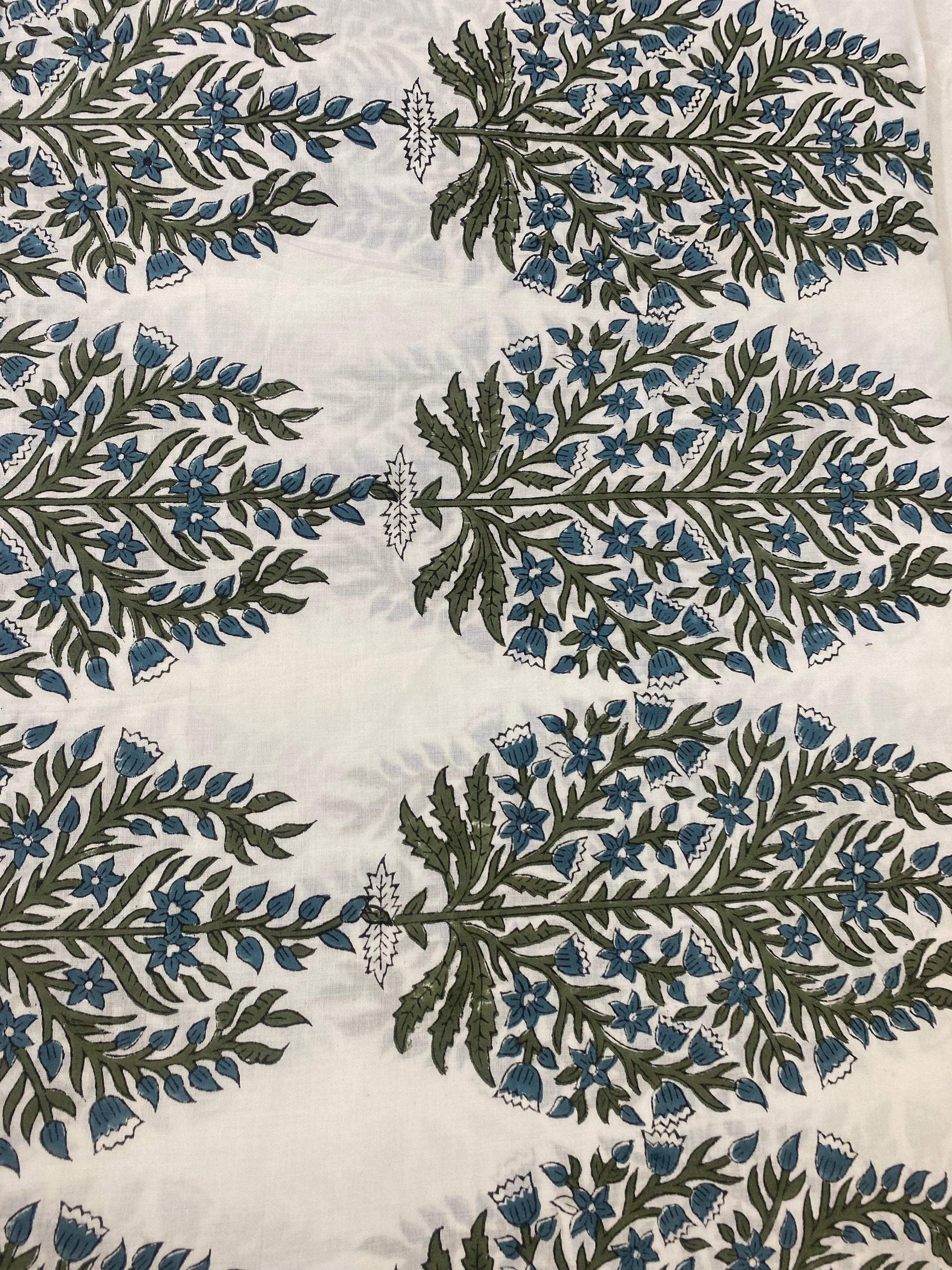 floral print cotton fabric block print fabric dress Vegetable dyed Indian fabric robe fabric by yard womens clothing Sewing Fabric, - Maple Village Lane