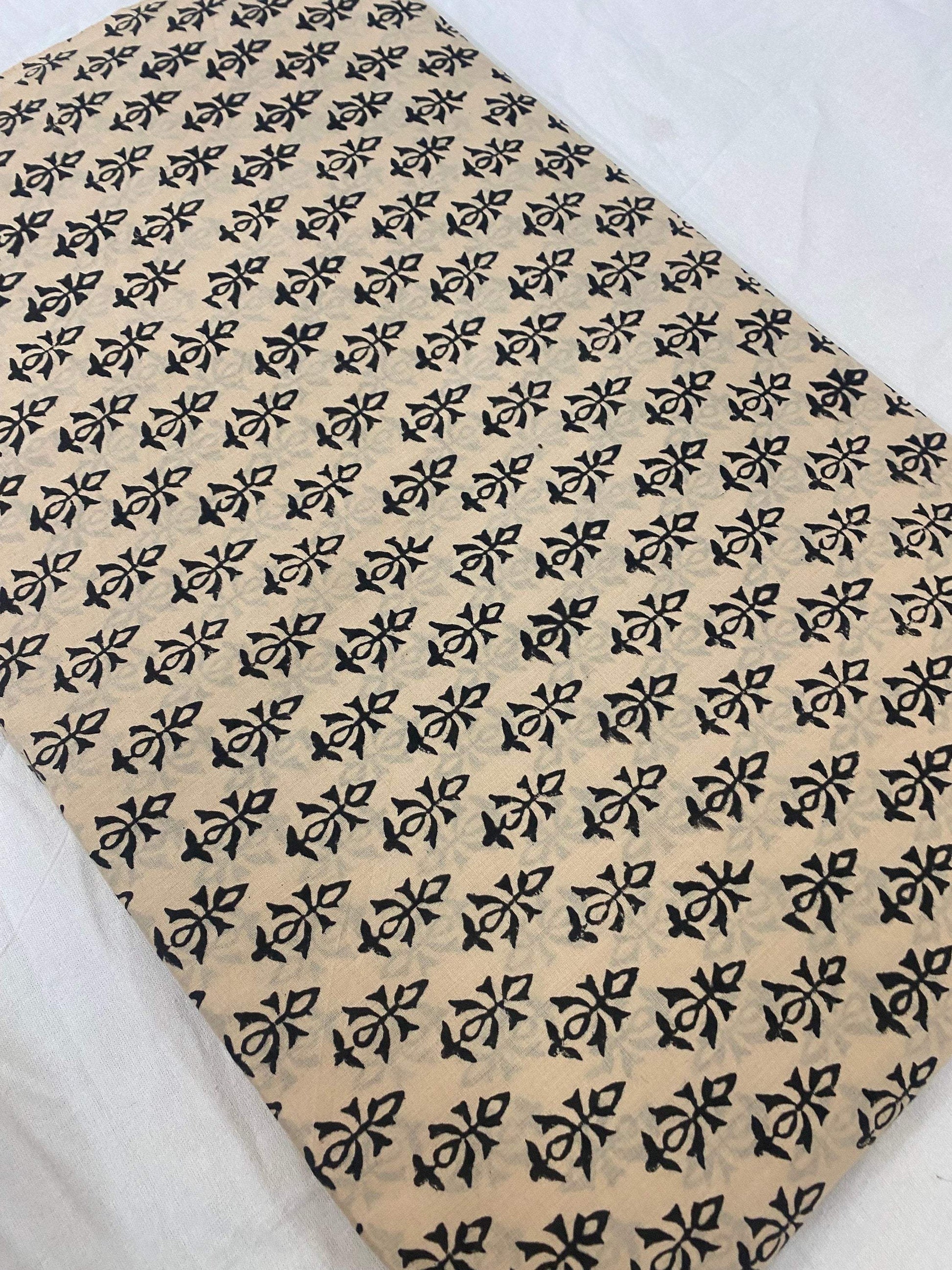 Indian Cotton Block Print Fabric by the Yard -Sewing and Quilting Fabric - Maple Village Lane