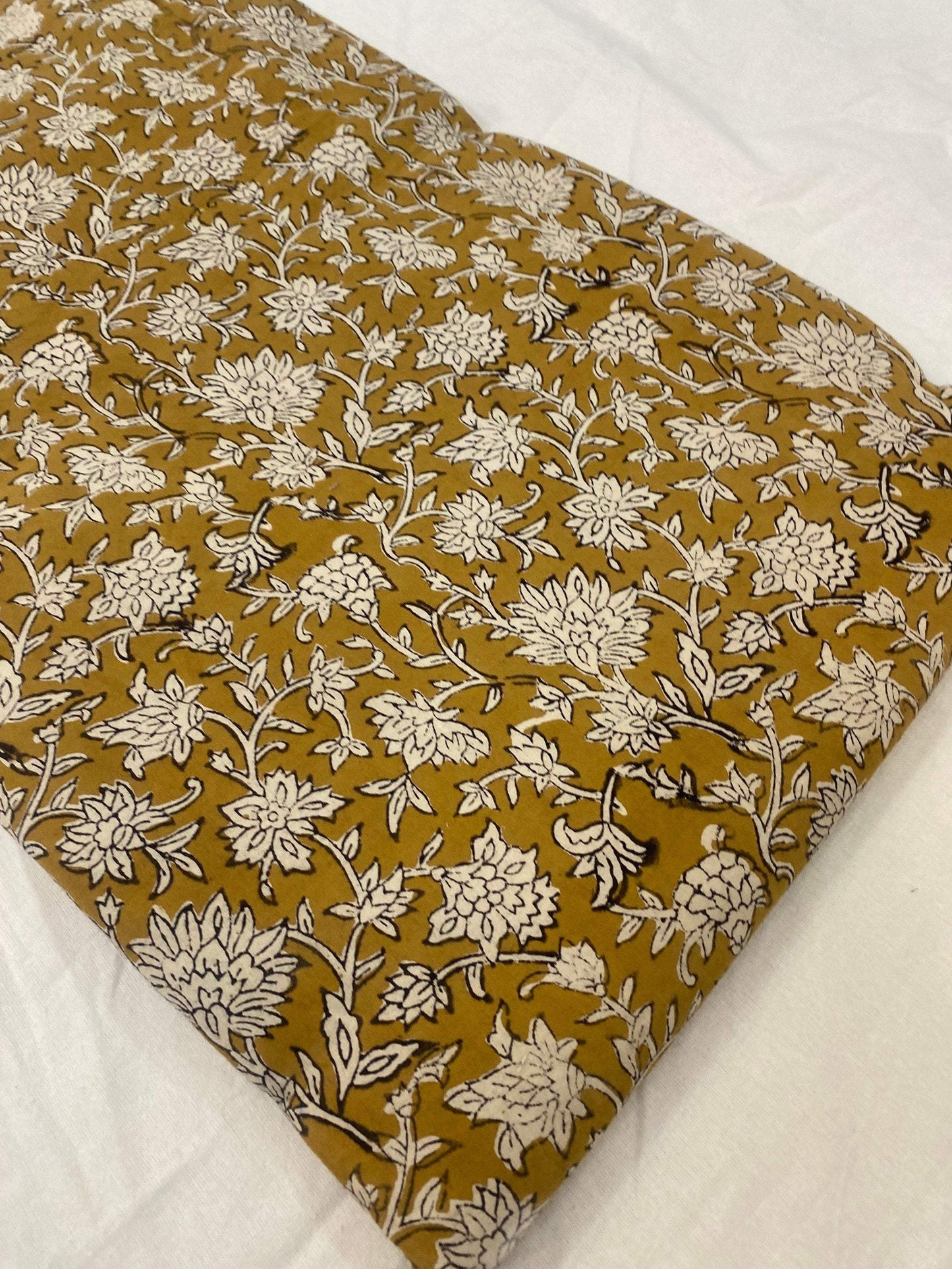 Indian Cotton Block Print Fabric by the Yard -Sewing and Quilting Fabric - Maple Village Lane