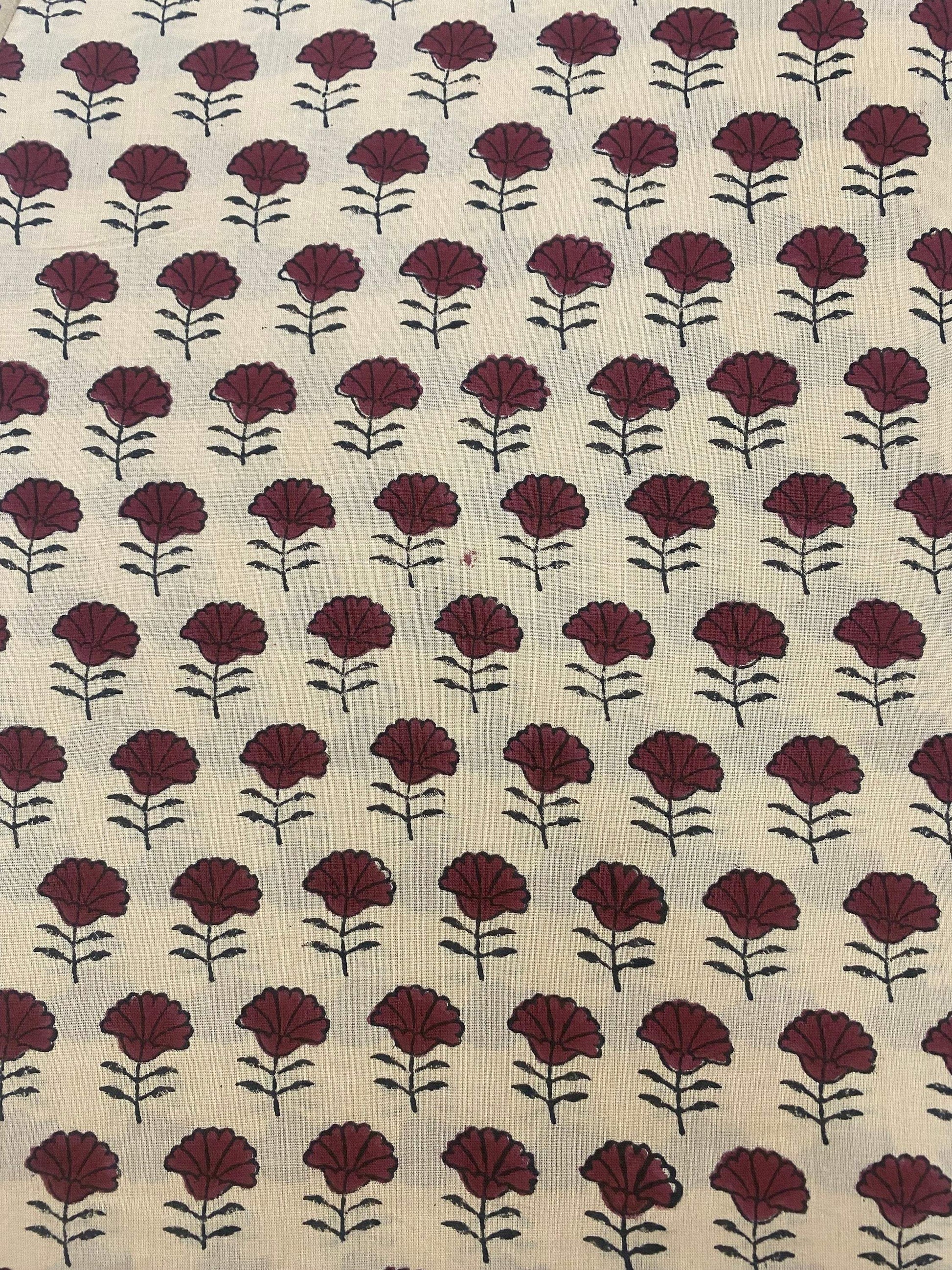 Hand block print, floral print, soft cotton fabric, Fabric modern floral fabric Indian print fabric womens dress fabric, Home Decor Fabric, - Maple Village Lane