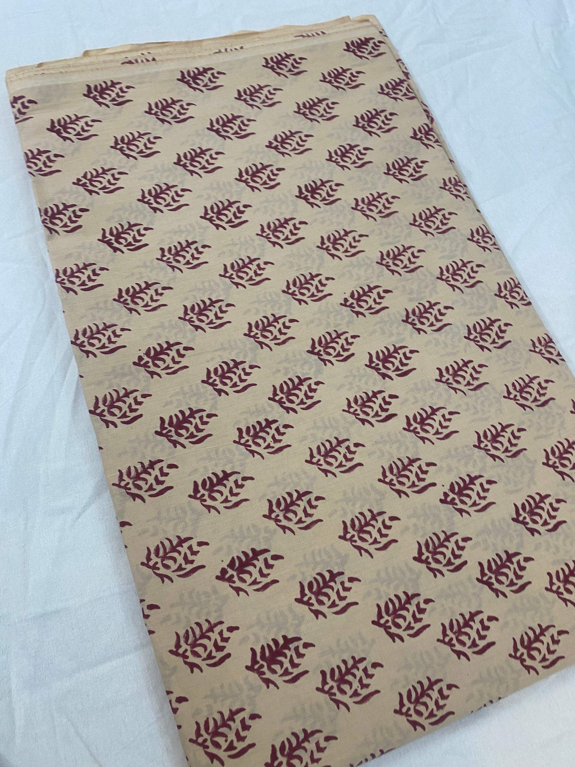 Hand block print, floral print, soft cotton fabric, Fabric modern floral fabric Indian print fabric womens dress fabric, Home Decor Fabric, - Maple Village Lane