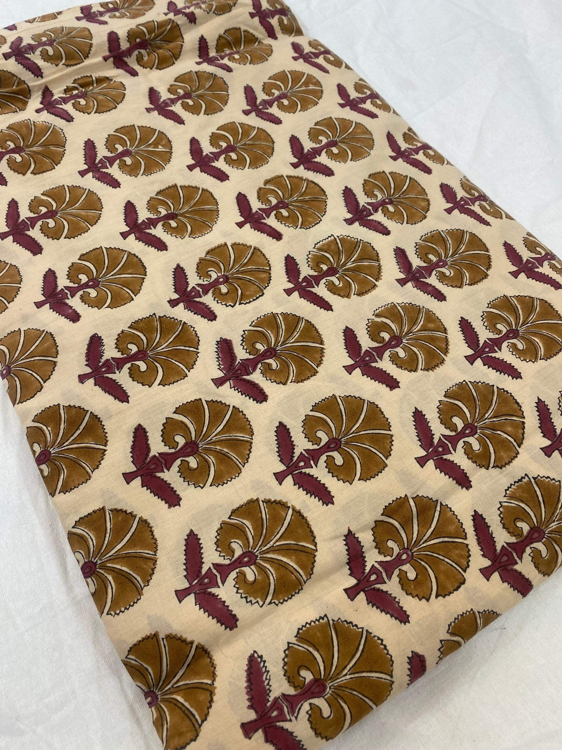 Hand block print, floral print, soft cotton fabric, Fabric modern floral fabric Indian print fabric womens dress fabric, Home Decor Fabric, - Maple Village Lane