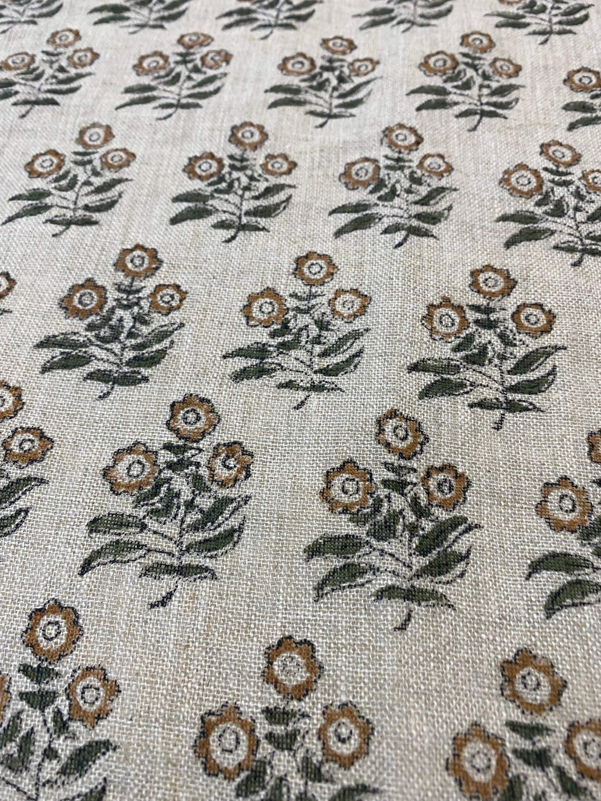 Linen fabric, Fabric by yard, Hand printed fabric, Block Print Fabric, Indian Fabric