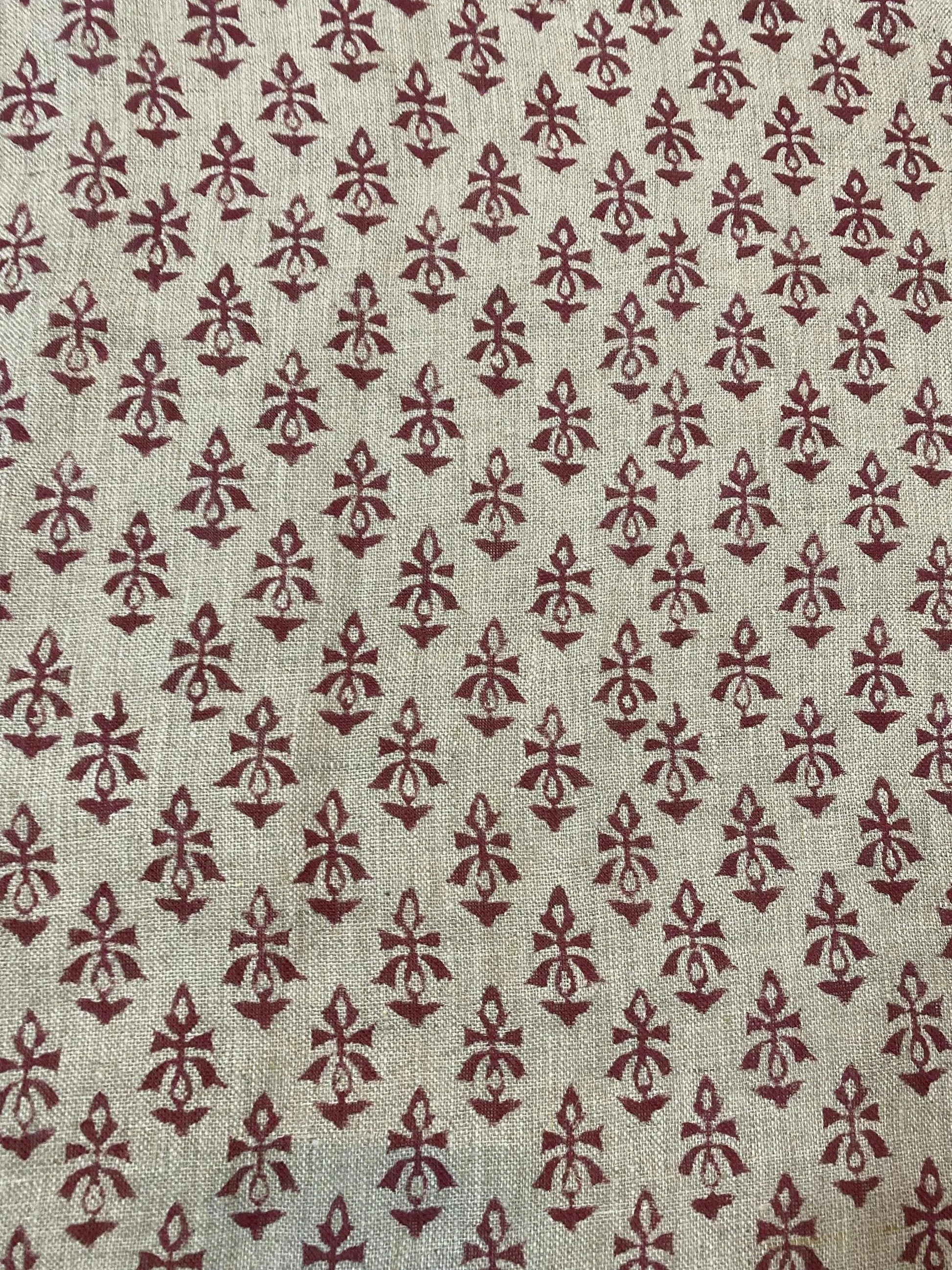 58" inches Indian Hand Block Print Fabric, Indian Linen Fabric, Block Print Fabric, Designer Floral Printing Fabric, Upholstery fabric, - Maple Village Lane