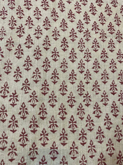 58" inches Indian Hand Block Print Fabric, Indian Linen Fabric, Block Print Fabric, Designer Floral Printing Fabric, Upholstery fabric, - Maple Village Lane
