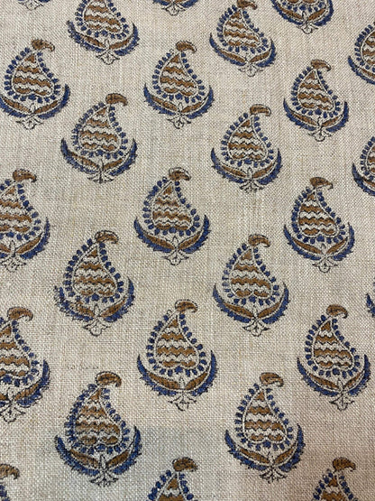 Linen fabric, Fabric by yard, Hand printed fabric, Block Print Fabric, Indian Fabric