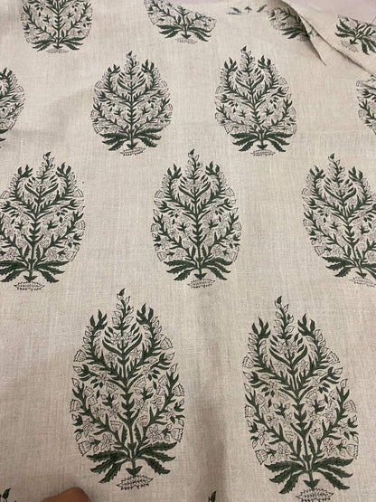 58" inches Indian Hand Block Print Fabric, Indian Linen Fabric, Block Print Fabric, Designer Floral Printing Fabric, Upholstery fabric,