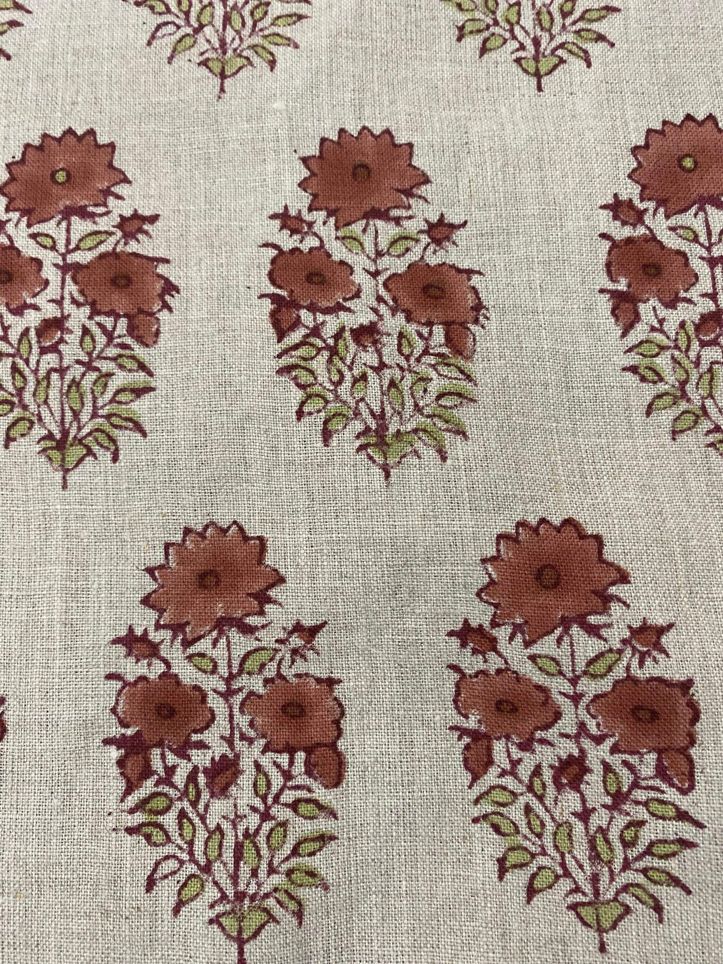 58" inches Indian Hand Block Print Fabric, Indian Linen Fabric, Block Print Fabric, Designer Floral Printing Fabric, Upholstery fabric, - Maple Village Lane