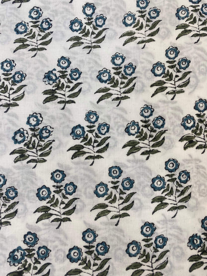 Indian Cotton Block Print Fabric by the Yard -Sewing and Quilting Fabric - Maple Village Lane