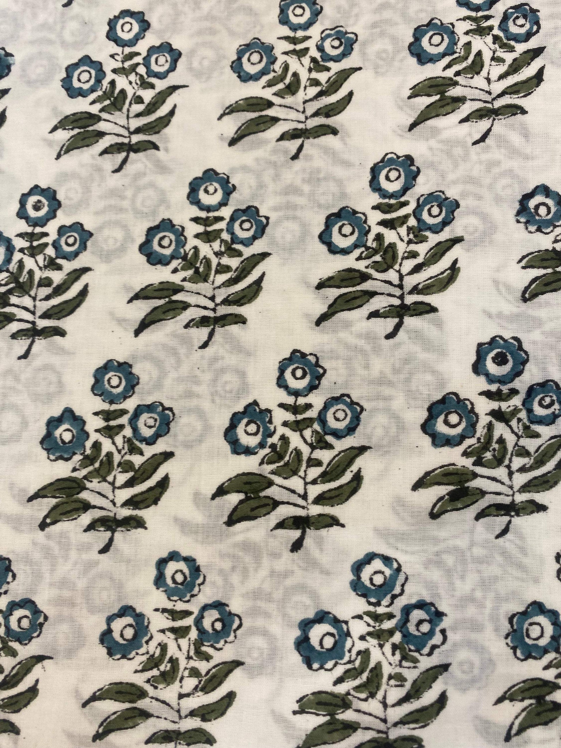 Indian Cotton Block Print Fabric by the Yard -Sewing and Quilting Fabric - Maple Village Lane