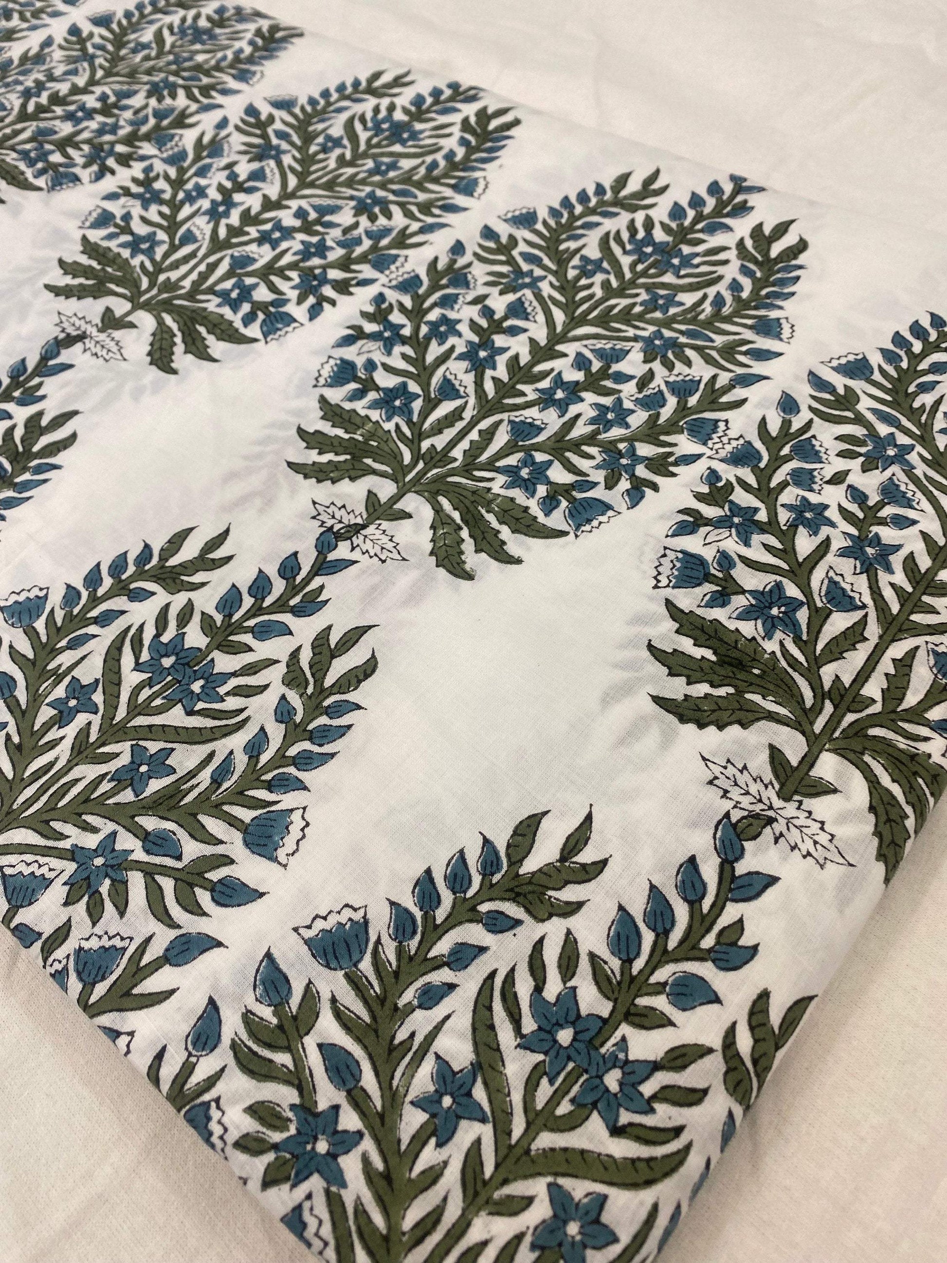 floral print cotton fabric block print fabric dress Vegetable dyed Indian fabric robe fabric by yard womens clothing Sewing Fabric, - Maple Village Lane