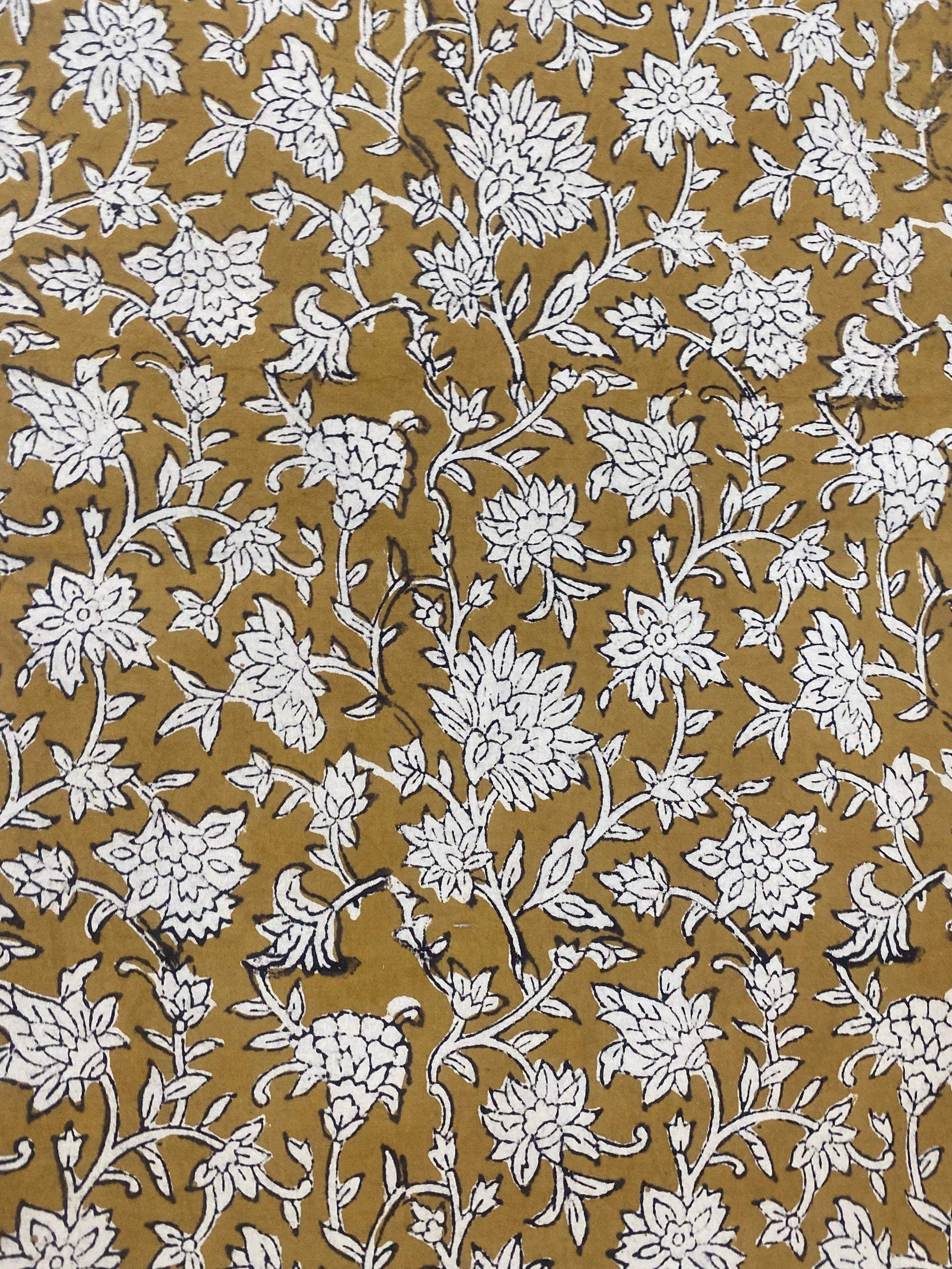 Indian Cotton Block Print Fabric by the Yard -Sewing and Quilting Fabric - Maple Village Lane