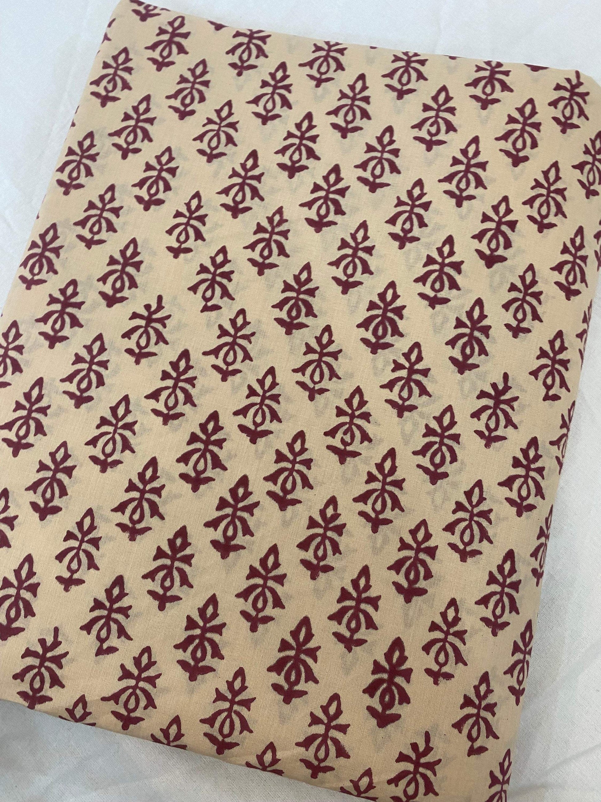 Hand block print, floral print, soft cotton fabric, Fabric modern floral fabric Indian print fabric womens dress fabric, Home Decor Fabric, - Maple Village Lane