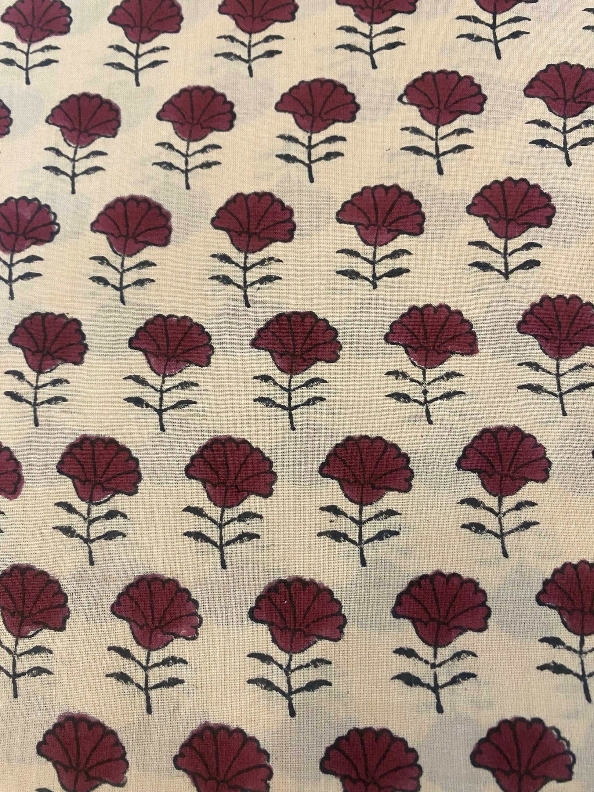 Hand block print, floral print, soft cotton fabric, Fabric modern floral fabric Indian print fabric womens dress fabric, Home Decor Fabric, - Maple Village Lane