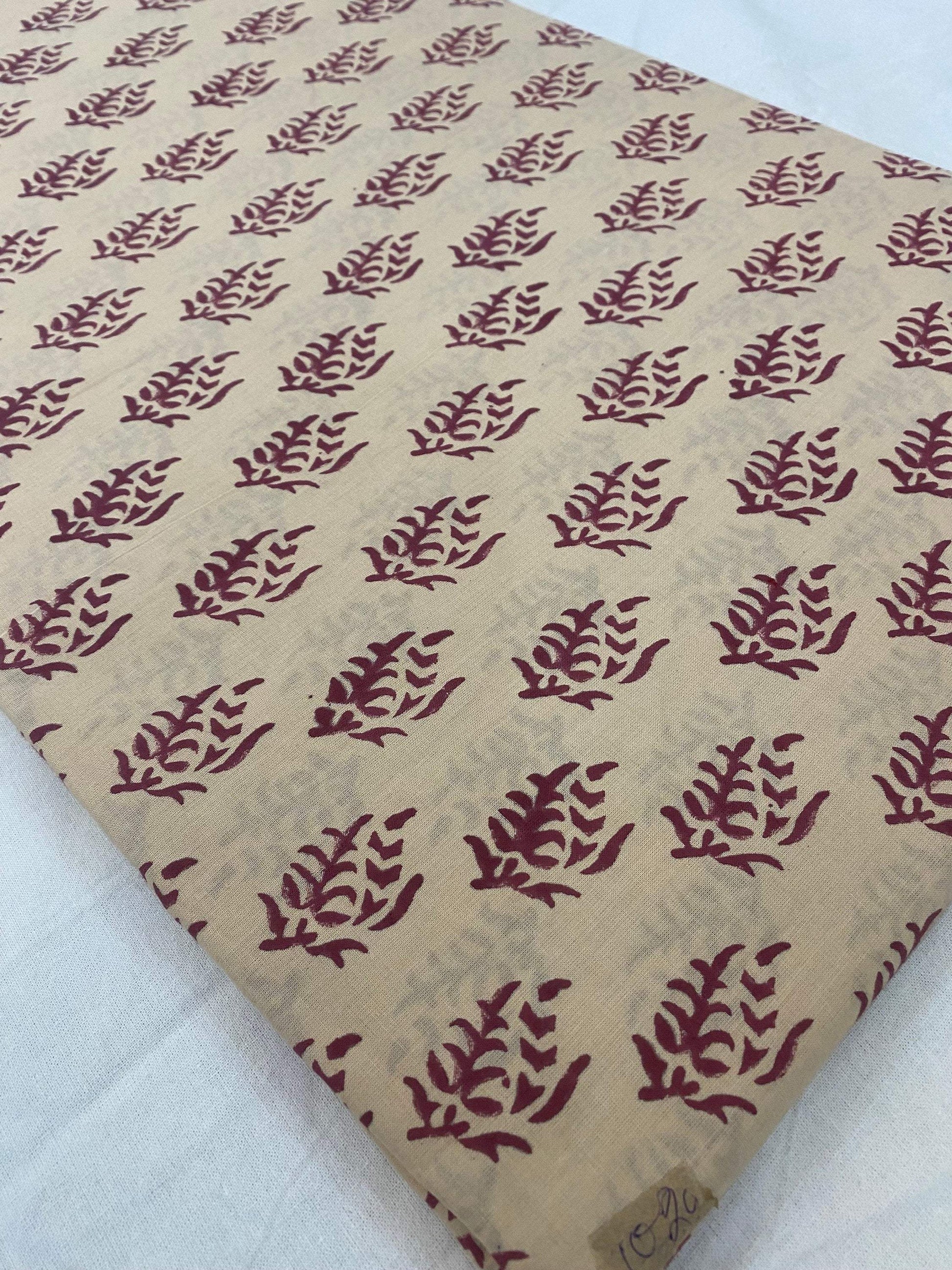 Hand block print, floral print, soft cotton fabric, Fabric modern floral fabric Indian print fabric womens dress fabric, Home Decor Fabric, - Maple Village Lane