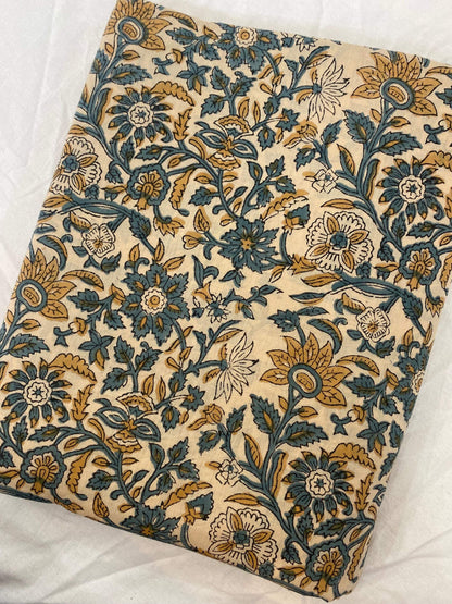 Hand block print, floral print, soft cotton fabric, Fabric modern floral fabric Indian print fabric womens dress fabric, Home Decor Fabric, - Maple Village Lane